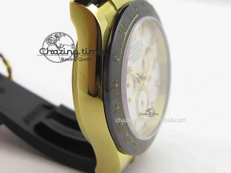 MiroTime 0417 Timeless Daytona YG 116518LN JH Best Edition White Dial On Rubber Strap A4130 (Free XS rubber strap) 3643